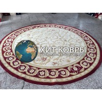 Китайский ковер 0013 Красный-крем круг